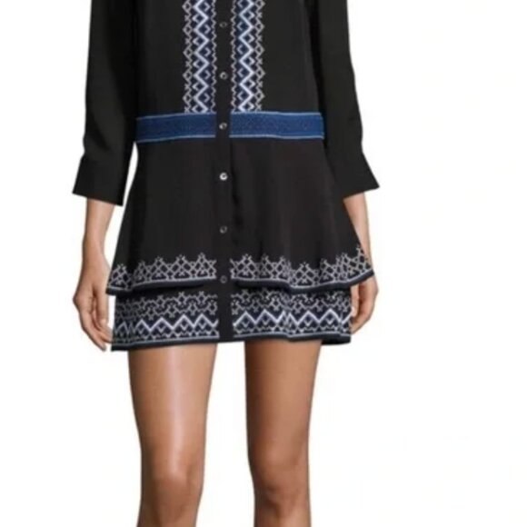 VERONICA BEARD Sloane Tiered Embroidered Dress White  Sz 0 - Picture 2 of 5